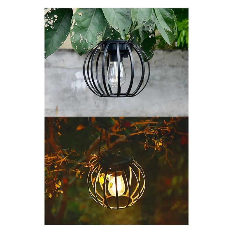 Solar Lanterns Outdoor Lights, Metal Solar Lantern Lights, Brighter Hanging Solar Lights Outdoor Waterproof Easy Install 2 Pack