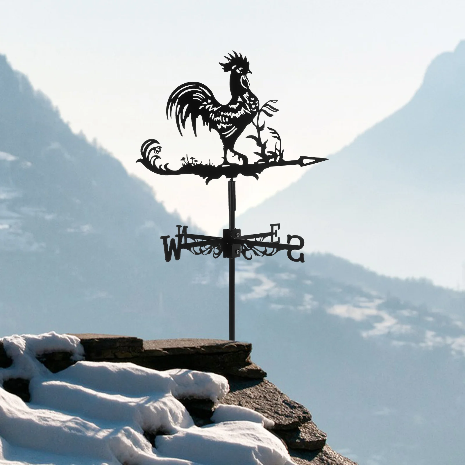 Farm Yard Metal Wrought Iron Big Rooster Roof Decoration Weather Vane Indicator Sign Garden