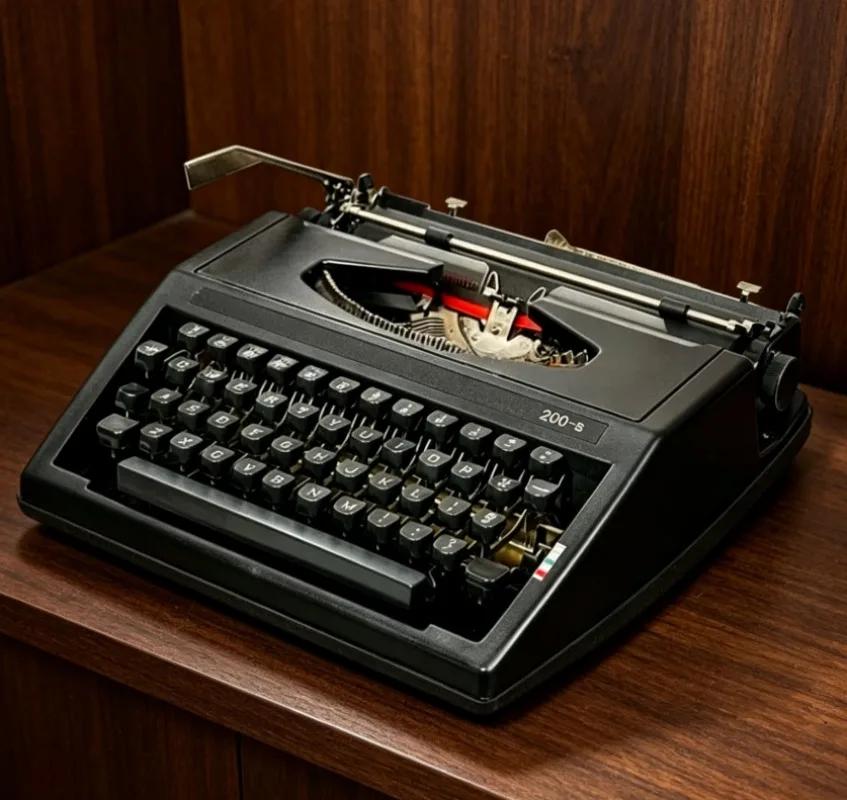 Vintage Manual Typewriter, Old Fashioned Portable English Mechanical Typewriter for Notes Letters Creative Writing Gift