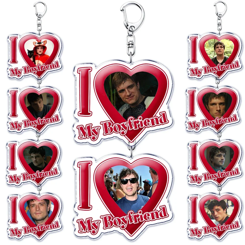 Popular I Love My Boyfriend Josh Hutcherson Key Chain Keychains Hunger Games Movie Ring for Bag Pendant Keyring Jewelry Gifts