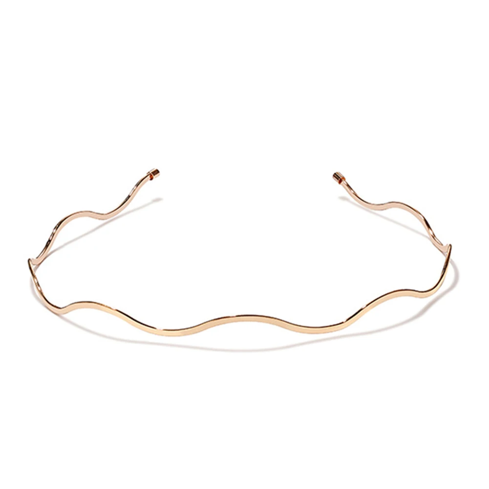 Simple Gold Metal Wave Invisible Headband Thin Hair Hoop For Women Girls Wild Headwear Hair Styling Tool