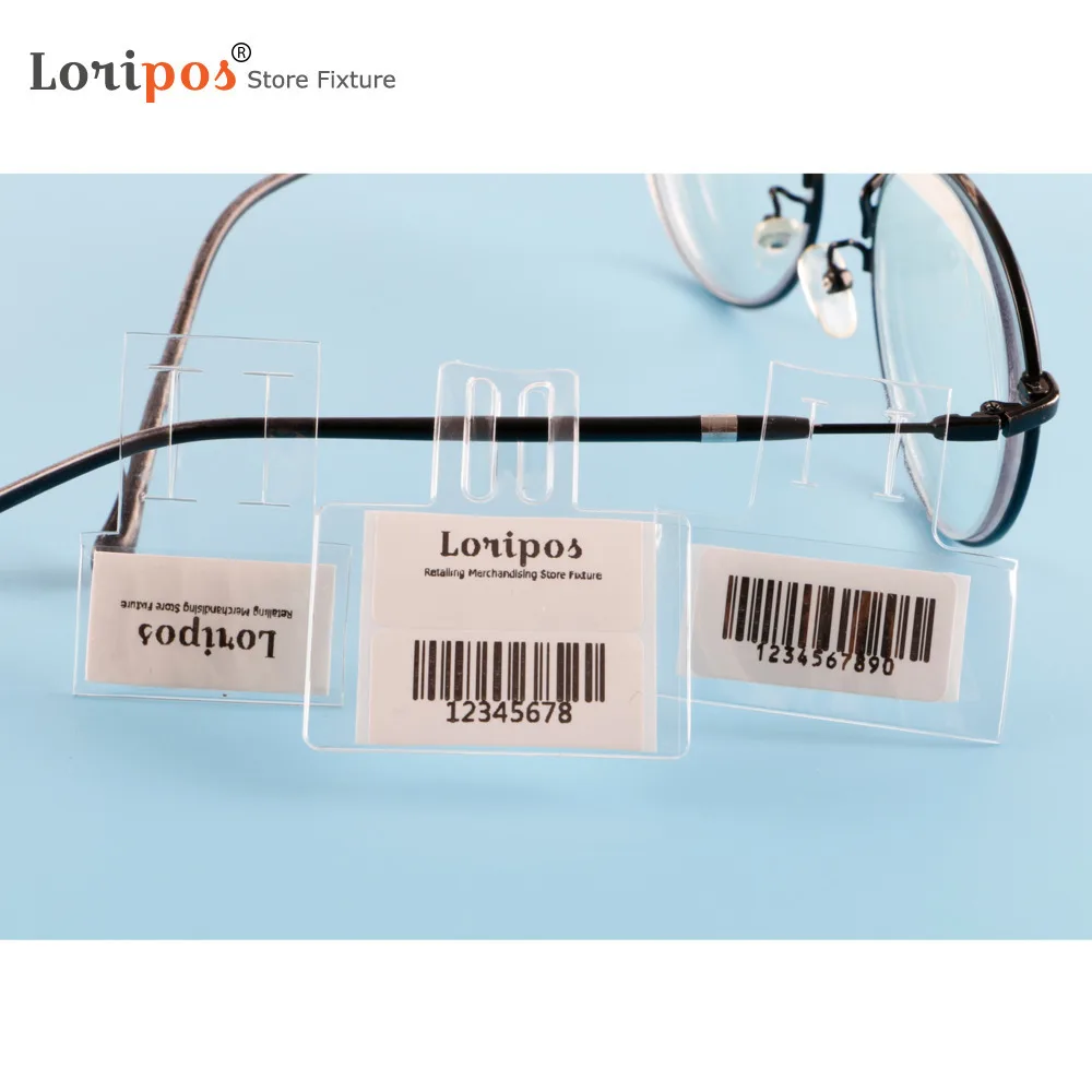 Glasses Label Cover Sign Holder Sleeve PVC Price Tag Hanging Mini Pocket Leg Pole Insert Ticket Bag