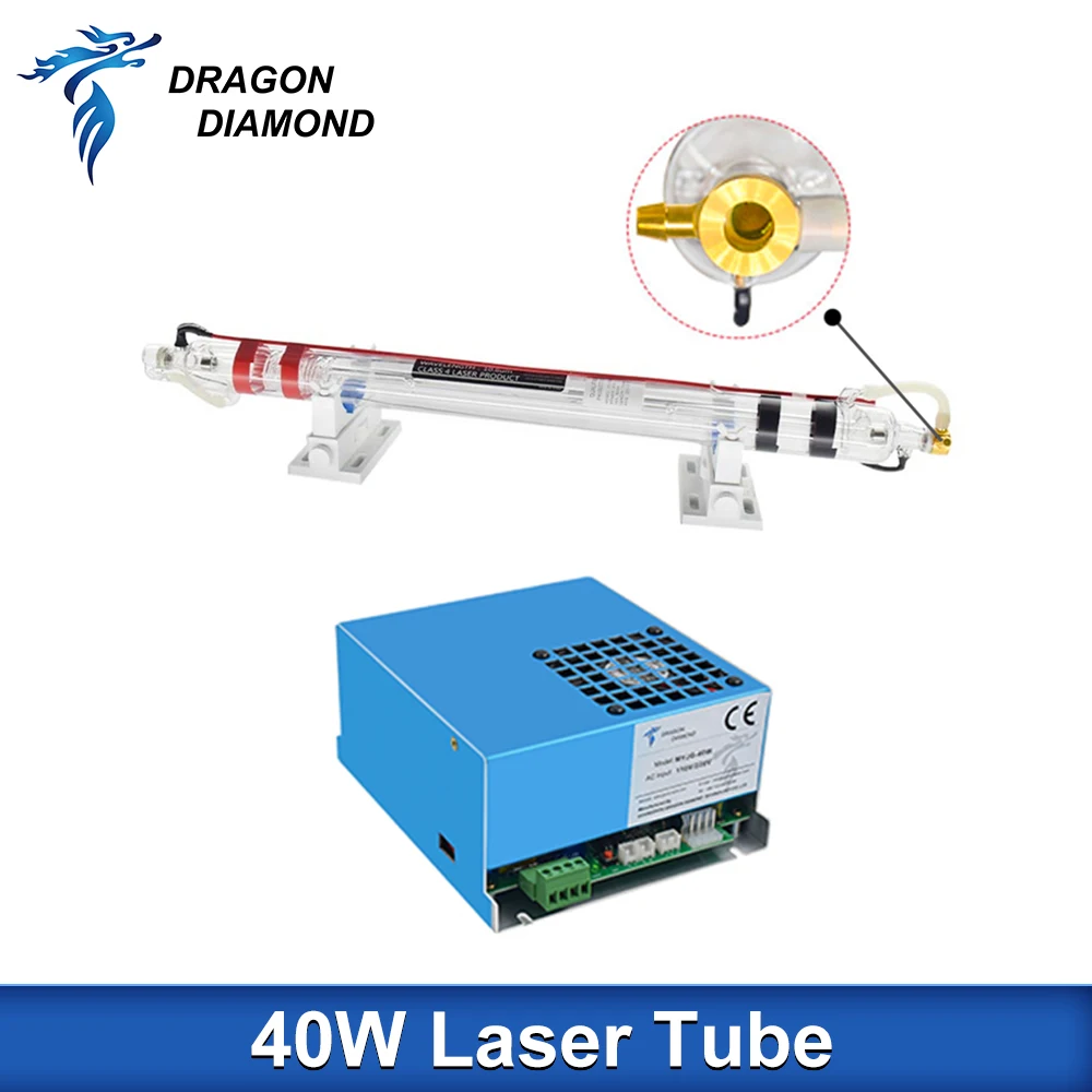 K40 Series Co2 40W Laser Tube + 40W Power Supply 110V/220V For Co2 Laser Engraving Cutting Machine