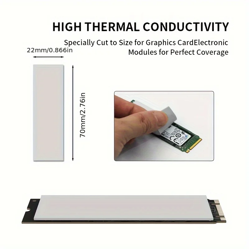 LDPCSJ 1/6/9개 21W/MK GPU CPU 열 실리콘 패드 70x22mm M.2 SSD, 노트북 CPU, 그래픽 카드, 메모리 모듈에 적합 썸네일 3