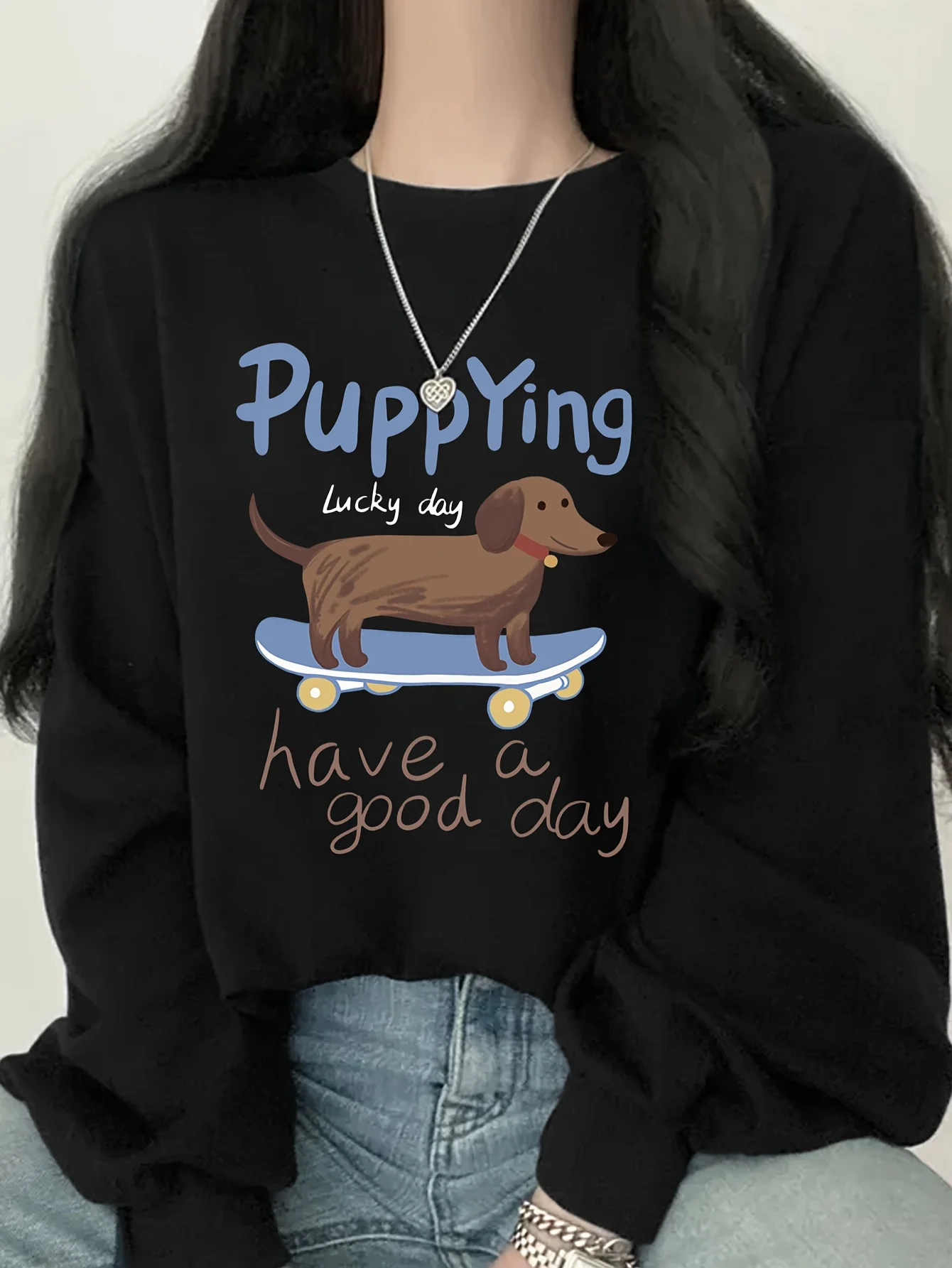 

Dachshund Skateboarding Graphic Printing Autumn and Winter Cotton Men's and Women's Sweatshirts Outdoor Sports Leisure Fashion