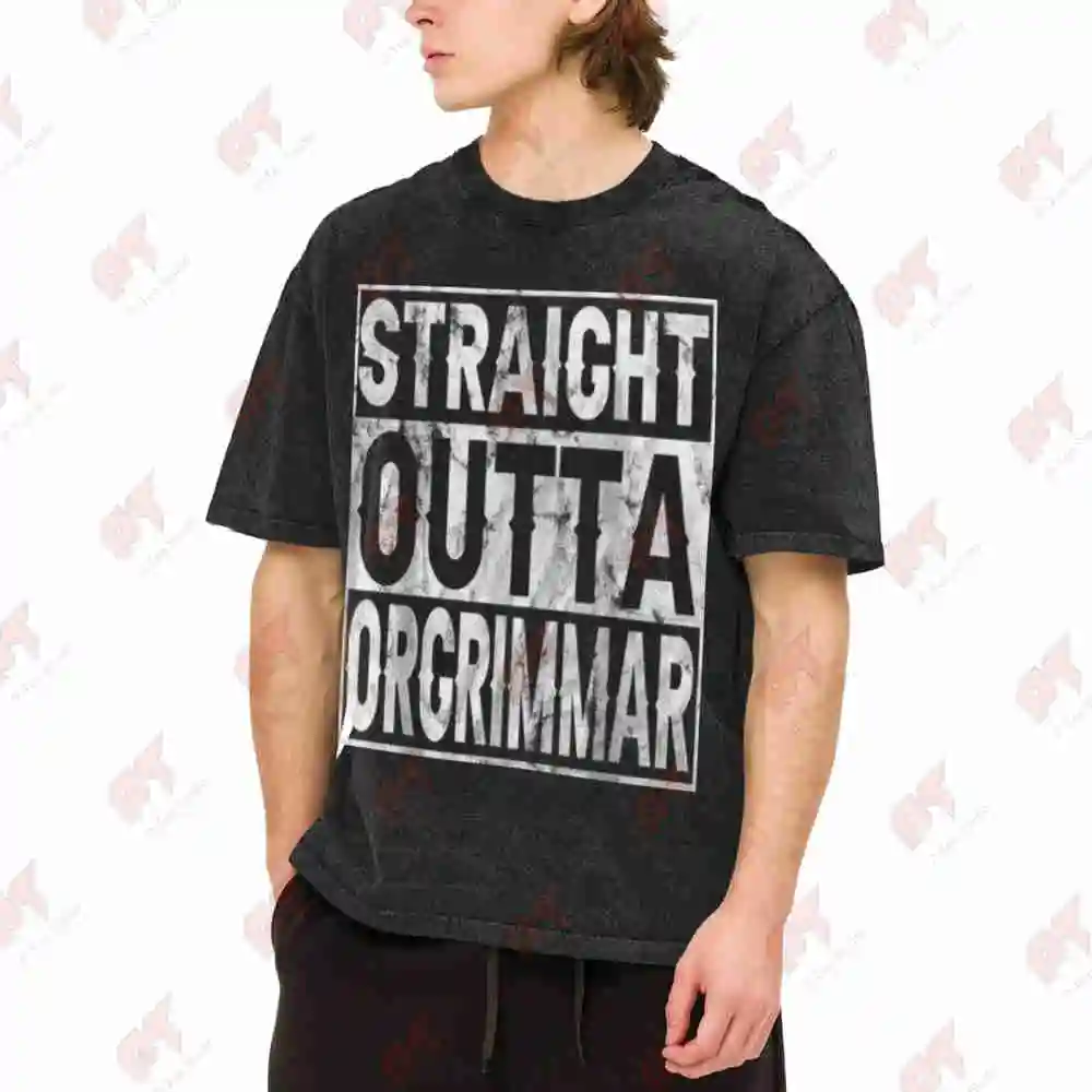 Straight Outta Orgrimmar Horde Gamer Vintage Washed Tee Pure Cotton T-Shirt