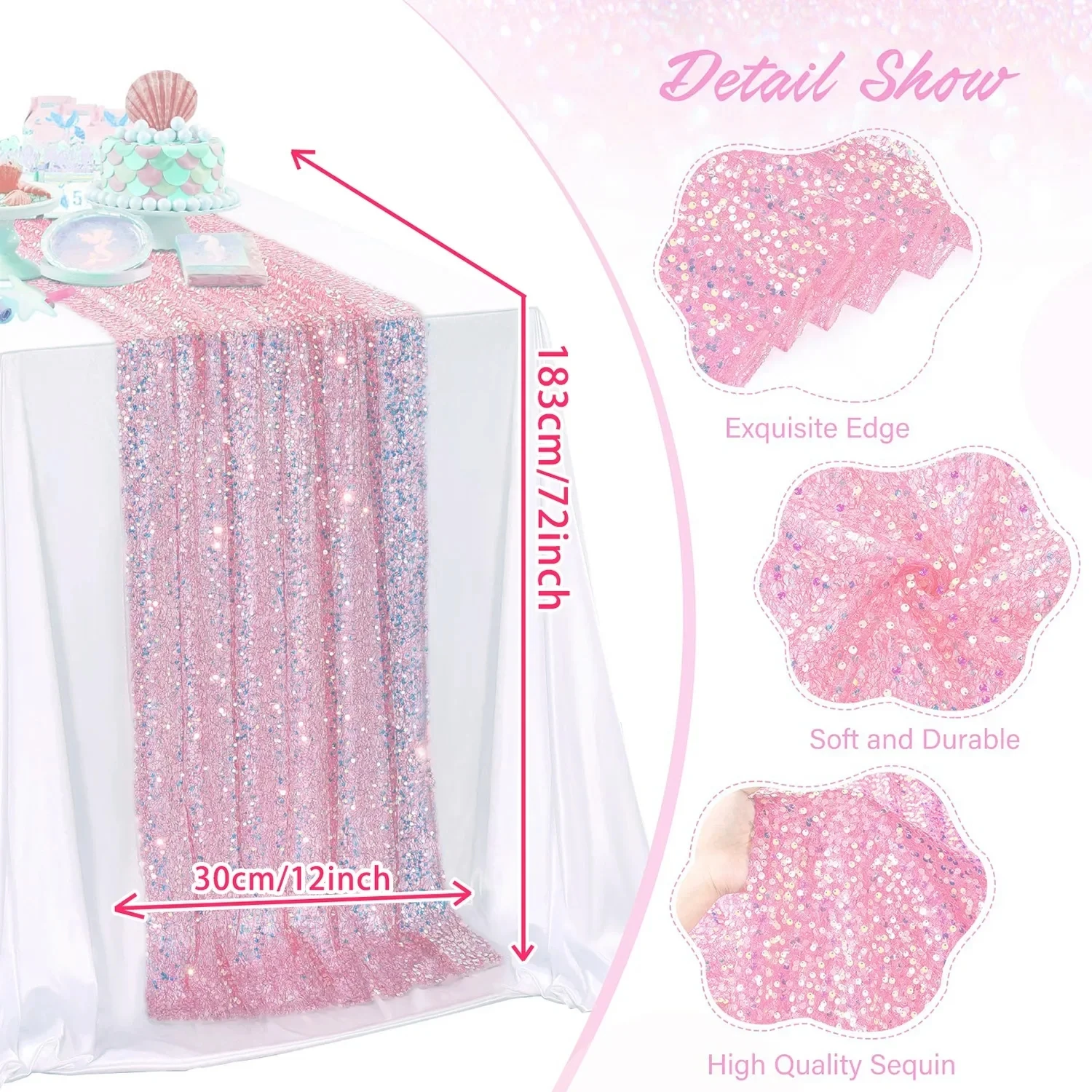 عيد الميلاد الترتر الجدول عداء قزحي الألوان الجدول عداء حورية البحر حزب الجدول عداء لحفل زفاف عيد ميلاد ديكور