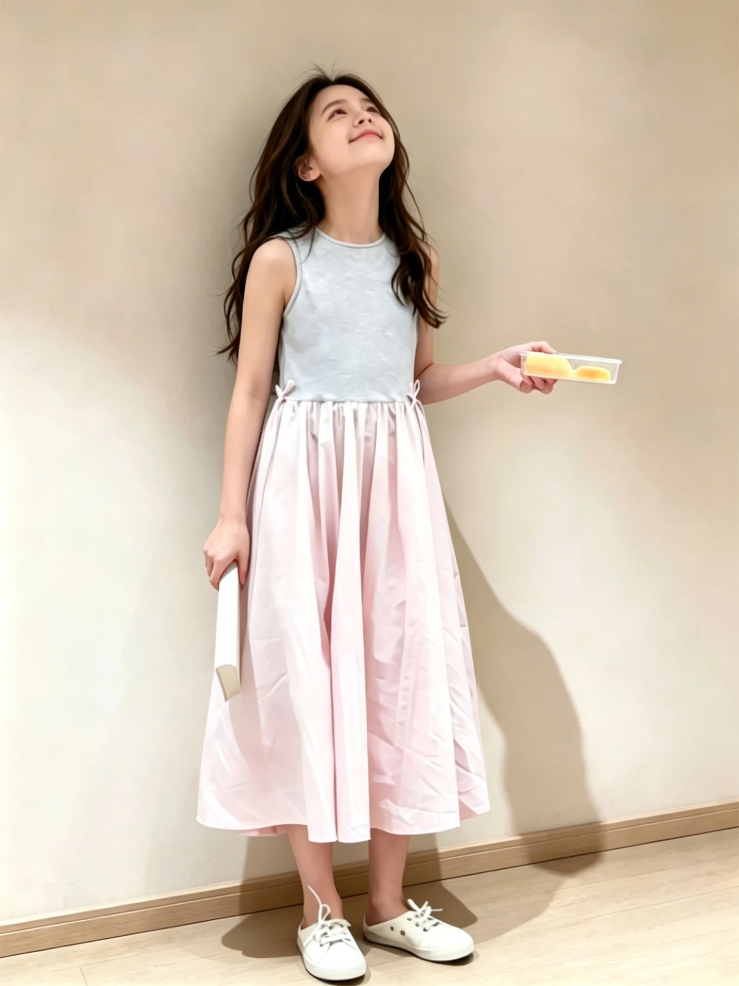 girls-knee-length-vest-dress-round-neck-summer-fashionable-children's-clothing-casual-style-midi-skirt-no-sleeve-soft-material