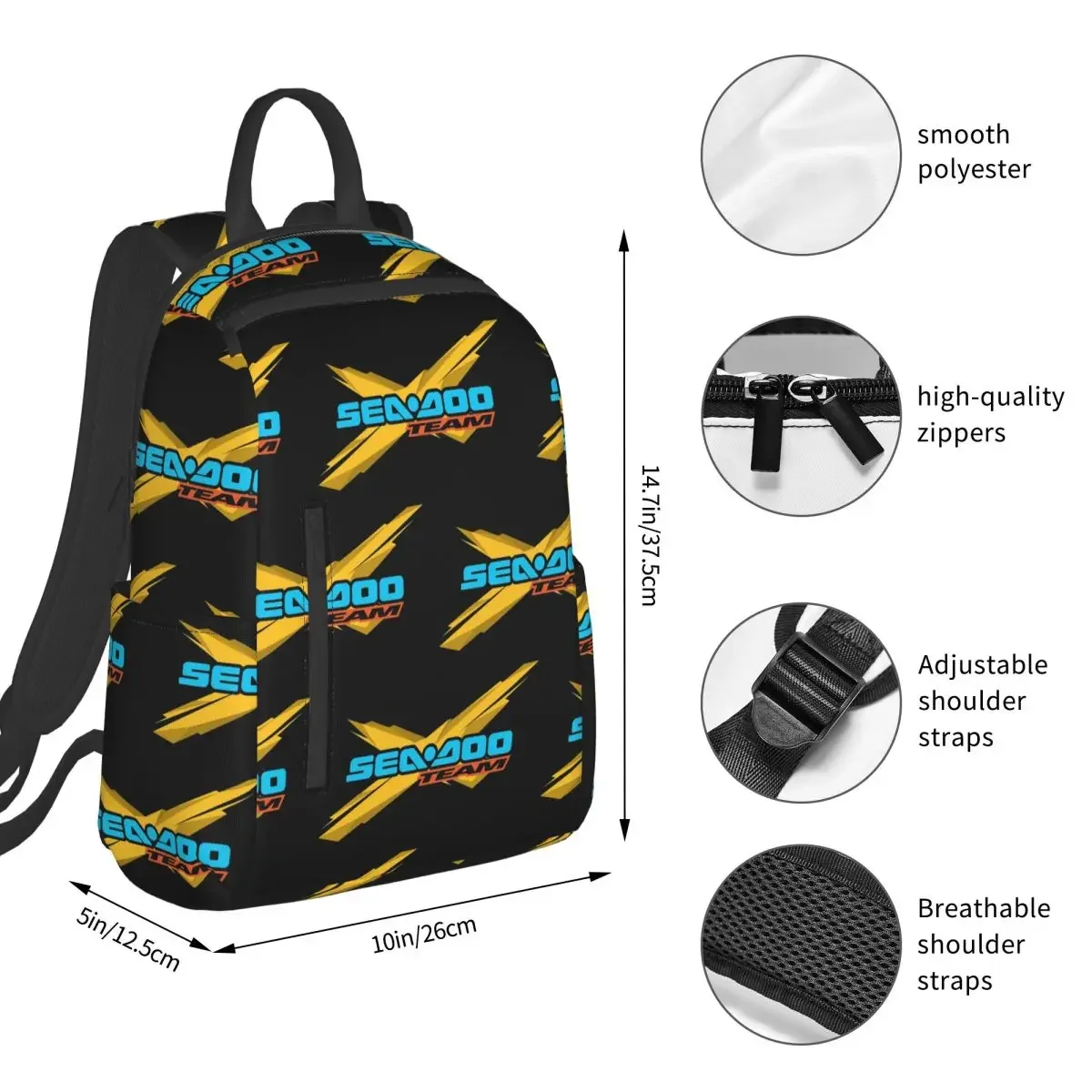 Sea Doo Team Rxt Brt Marine Backpack Student BookBag Children School Bag Laptop Shoulder Bags Men Women