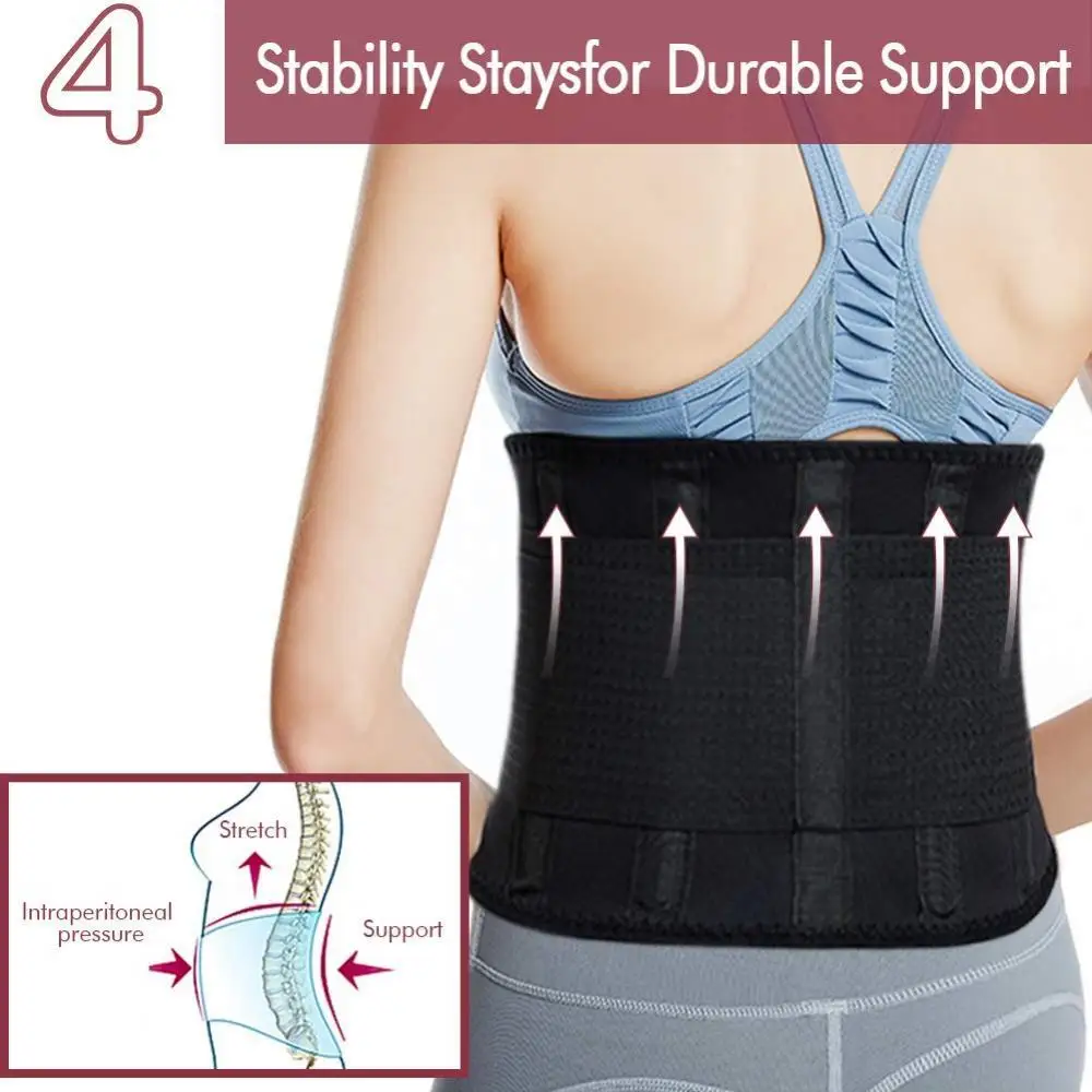 Lumbar Support Belt Lower Back Brace Abdominal Binder Men Women Waist Trainer Corset Sweat Slim Belt for Sports Gym Pain Relief