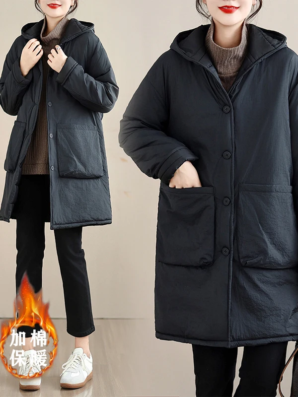 

Casual Thiened Mid-Length Cotton Jaet Women's 2025 Winter New Korean Version Cotton Filled Loose Versatile Anti-Aging Cot...