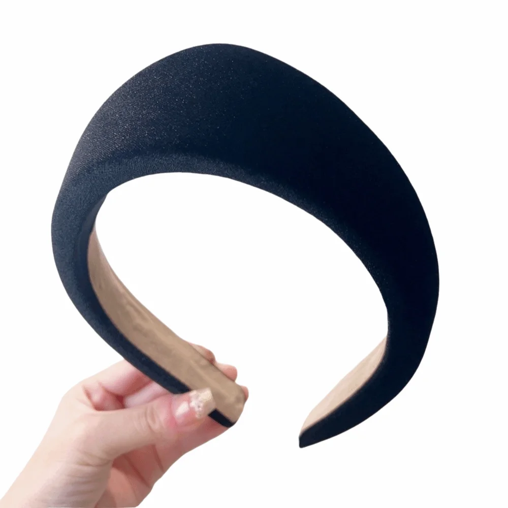 

New Elegant Velvet Triangle Headband Crown Classical Wide Edge Hair Hoop Individual Solid Color Retro Hair Accessories Women