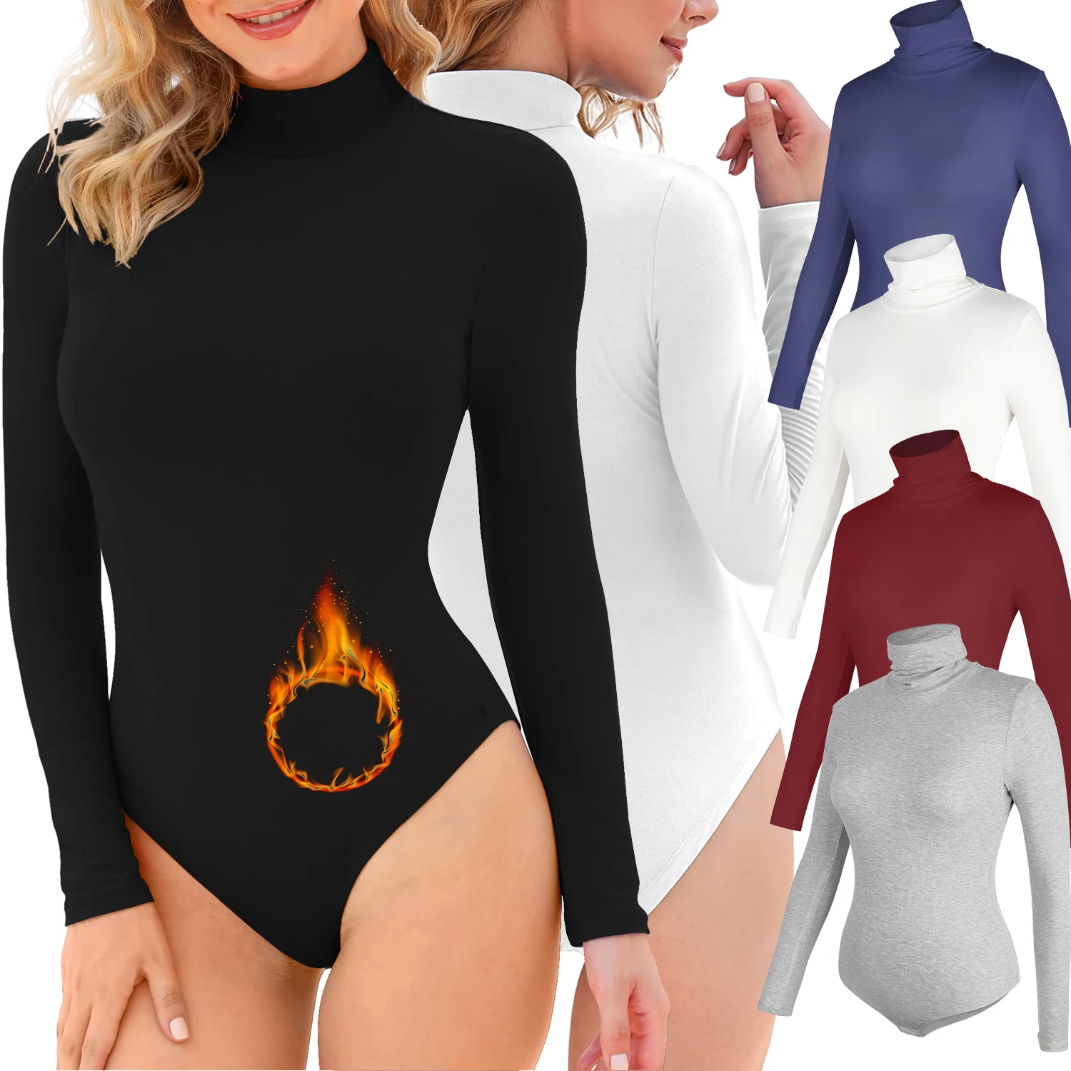 Women's High Neck Bodysuit Long Sleeved Shapewear Tummy Control Body Shaper Lady streetwear Female Warm Clothing Autumn Winter