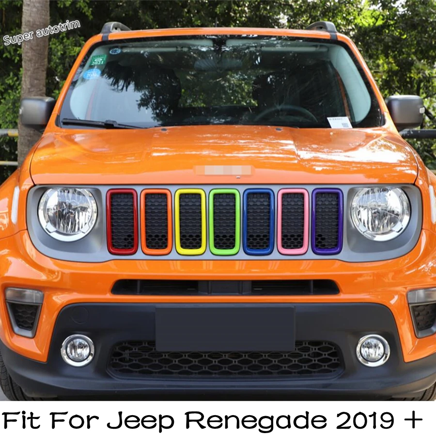 

Lapetus Car Exterior Insert Trim Front Grille Decoration Cover Trim 7PCS Fit For Jeep Renegade 2019 2020 ABS Accessories