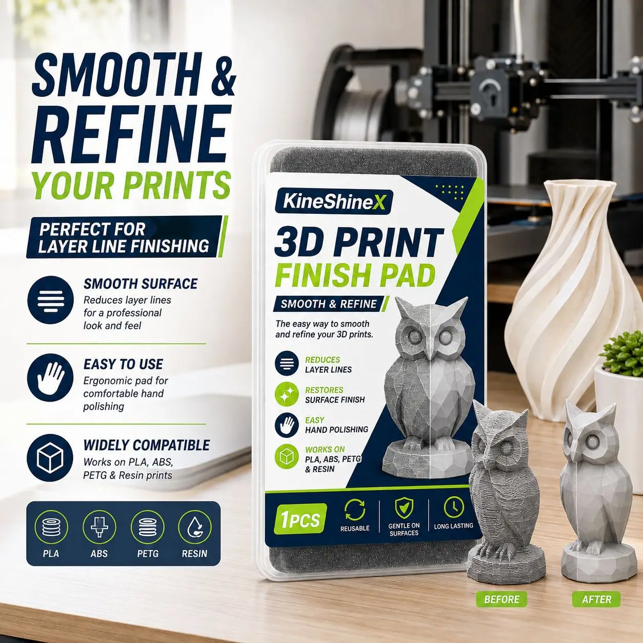 3D-Druck-Finish-Pad, wiederverwendbarer Polierschwamm für PLA-, ABS-, PETG-Harzmodelle, Werkzeug zur Oberflächenglättung für Schichtlinien und Propeller. – Detail 6