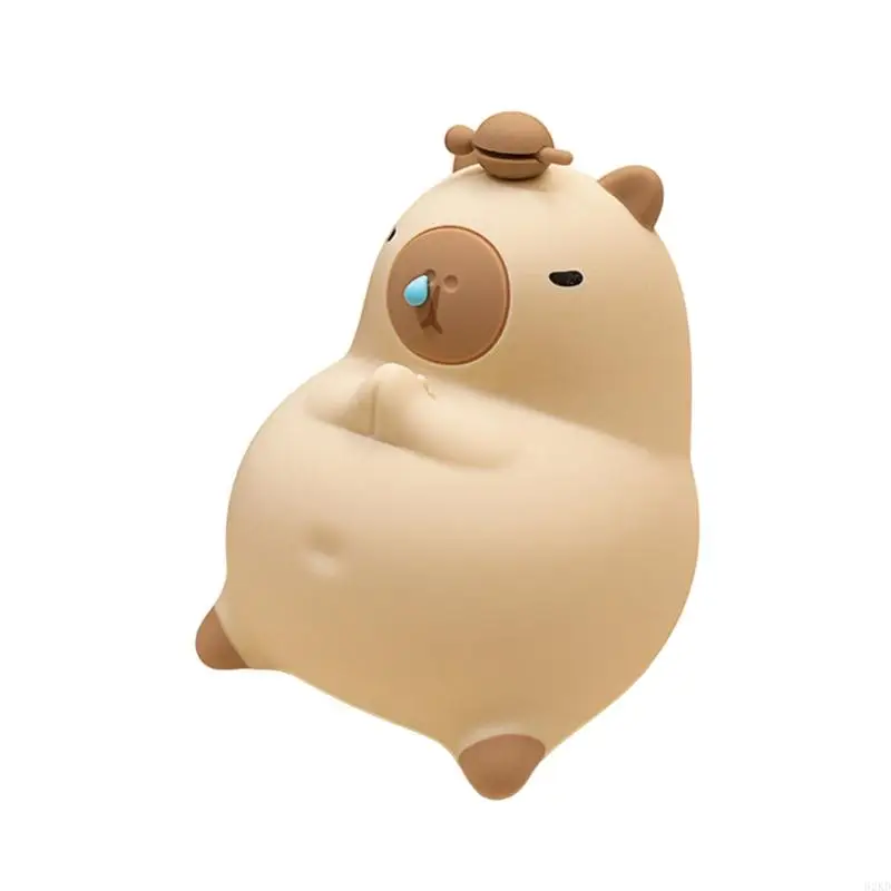 

62KD Funny Snotty Capybara Silicones Bedside Lamp Tap Touch Control USB Rechargeable Colorful Night Light for Kids and Adults