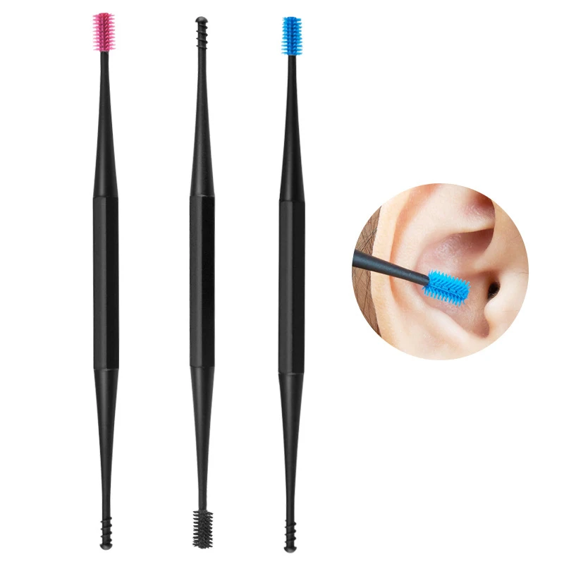 3 Pcs Micro-Borsten Wiederverwendbare Ohr Reinigung Tool Ohr Wachs Removal Tool Ohr Pick Entfernung Ohr Reinigung Werkzeug coton tige kopfdruck-frauen réutilisable