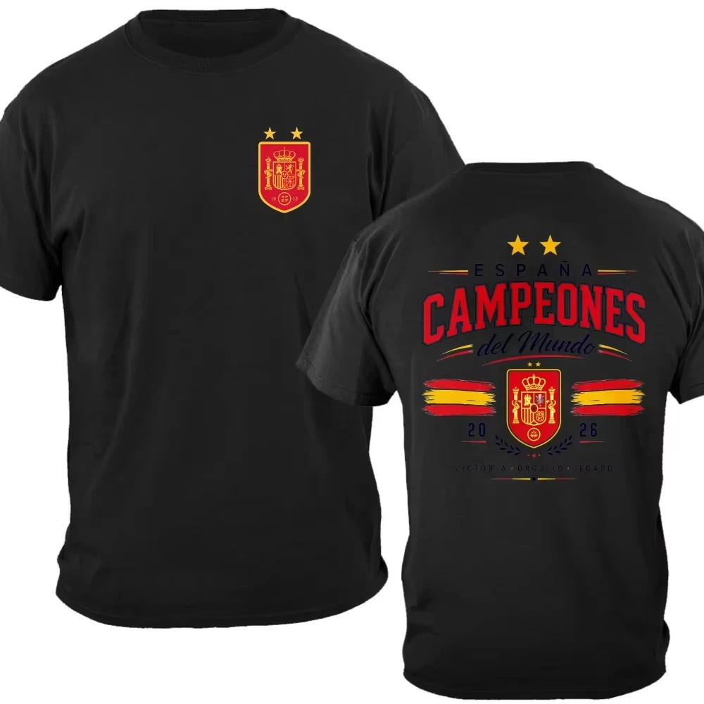 2026 Football Fan Abstract Spain Inspired Graphic T-Shirt Kids Adults Pure Cotton Crew Neck Short Sleeve Soccer Supporter Tee