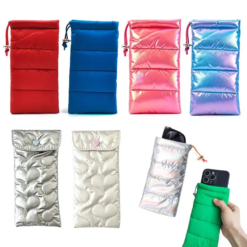 Portable Drawstring Eyeglass Storage Bag Down Cotton Eyeglass Case Mobile Phone Storage Bag Perfect For Daily Travel