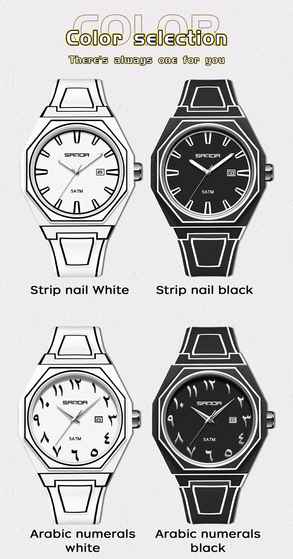 ساعة كوارتز للطلاب 9090 جديدة من ماركة SANDA مع خطوط إبداعية وأرقام مقاومة للماء وموازين مدببة ساعة كوارتز للطلاب #5