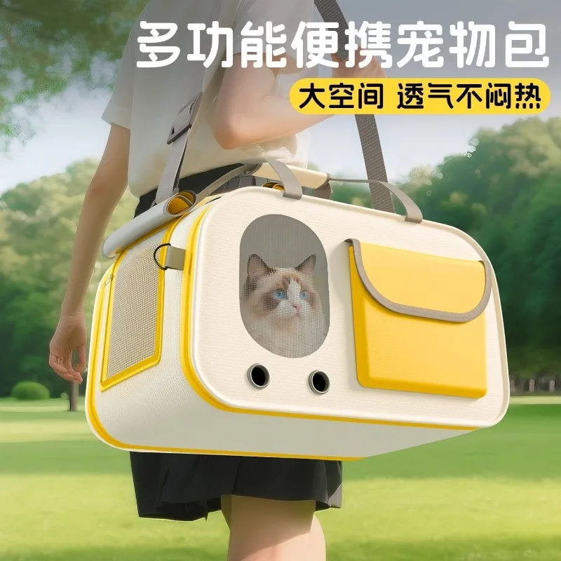 Large capacity ventilated cat backpack cat bag going out portable messenger oversized pet travel bag