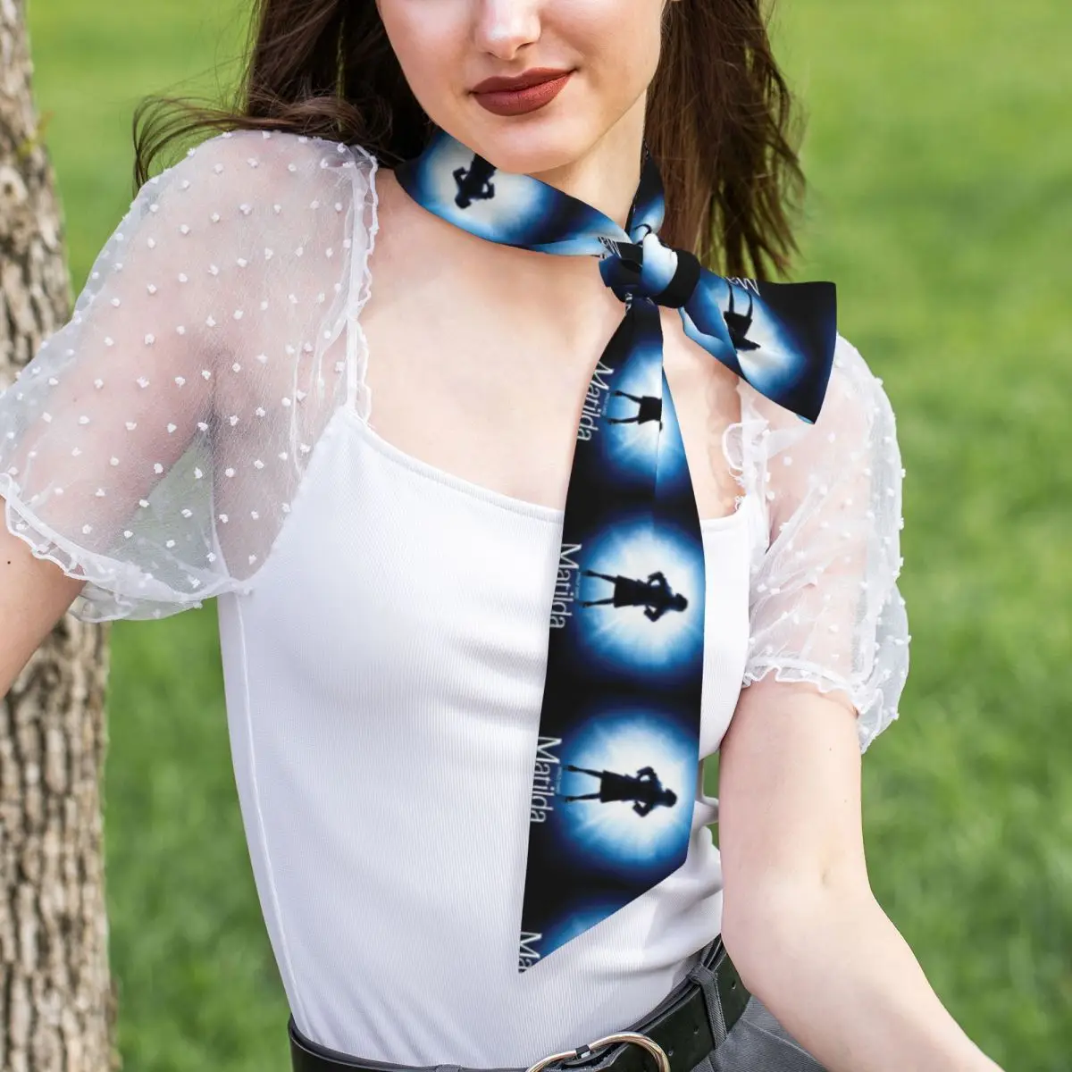 Roald Dahl Matilda The Musical Women Long Narrow Scarf Soft Skinny Scarf Multi-use Neck Head Wrap for Office Daily Party