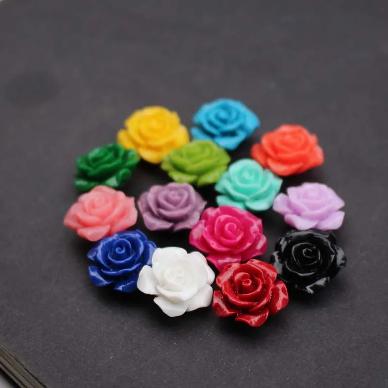 10 Uds. De cuentas de Coral Camelia de 12mm, cuentas de flores de Coral artificiales, cabujón multicolor para fabricación de joyería, accesorios DIY