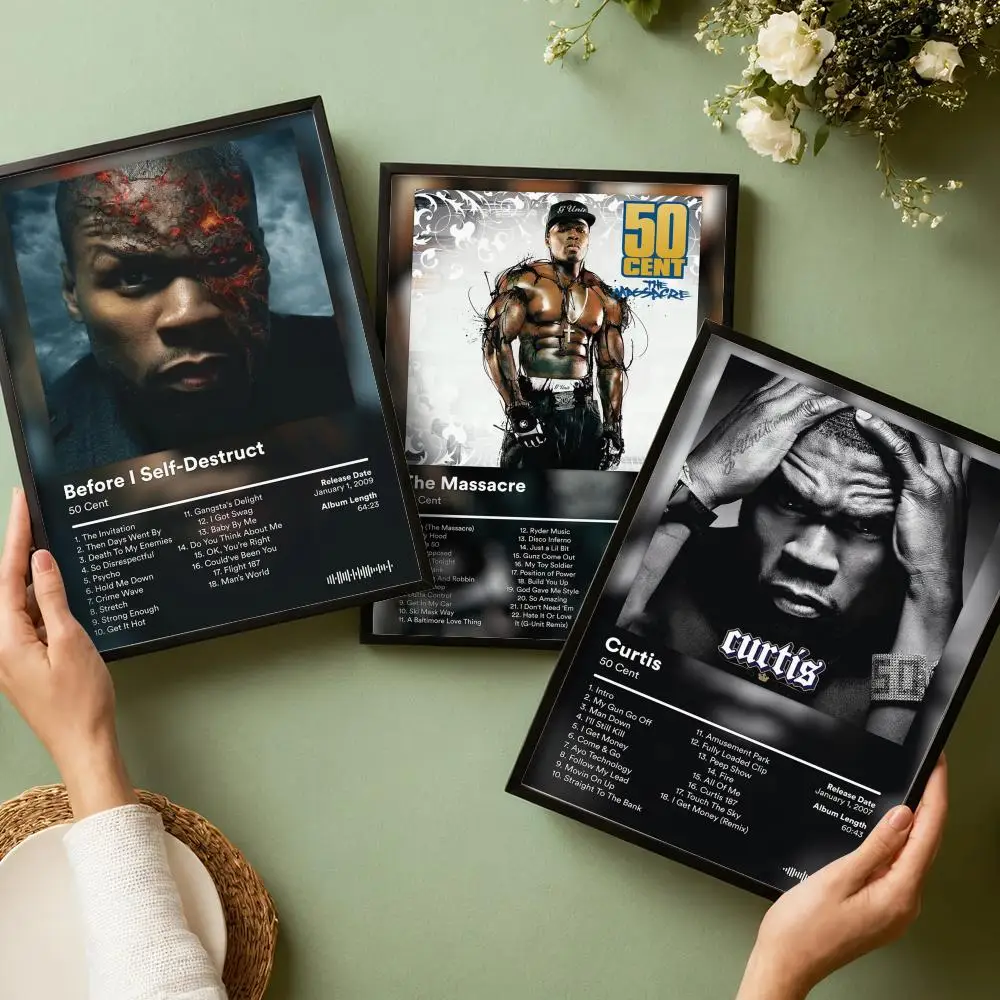 50 C-Cent Album Poster Stickers HD Painting Self-Adhesive Art for Bedroom Living Room Home Decor Modern Wall Decals Gift