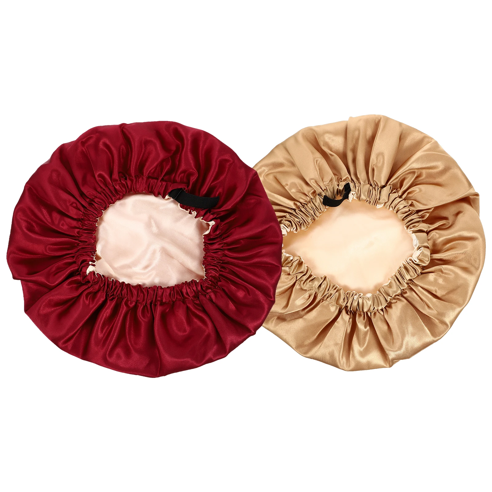 

2Pcs Satin Lightweight Hair Protective Hat Women Long Hair Sleep Accessory Comfortable Breathing Adult Use Elastic