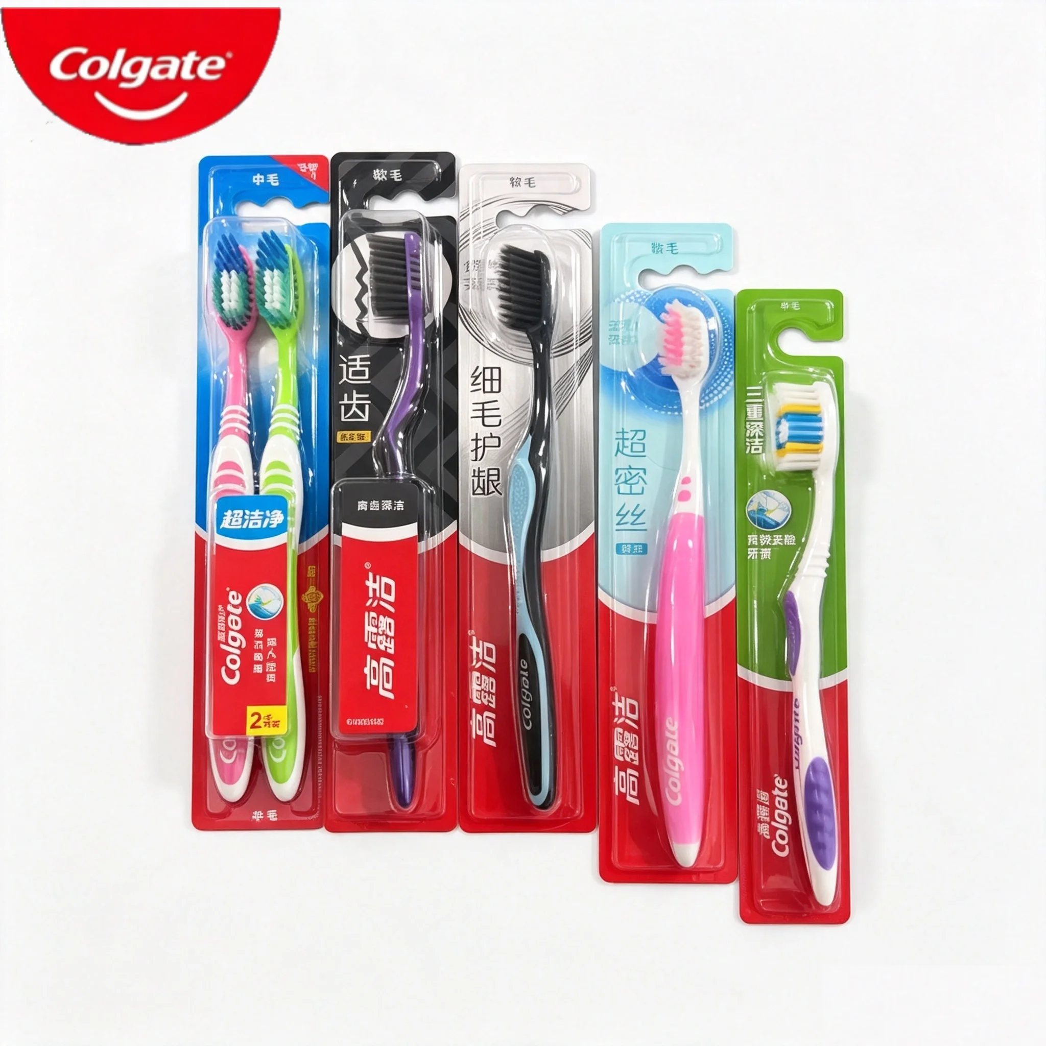 Colgate Toothbrushes Soft & Medium Bristle Charcoal Mixed Styles Household Travel Disposable Toothbrush Random Pack  2Pcs/7Pcs