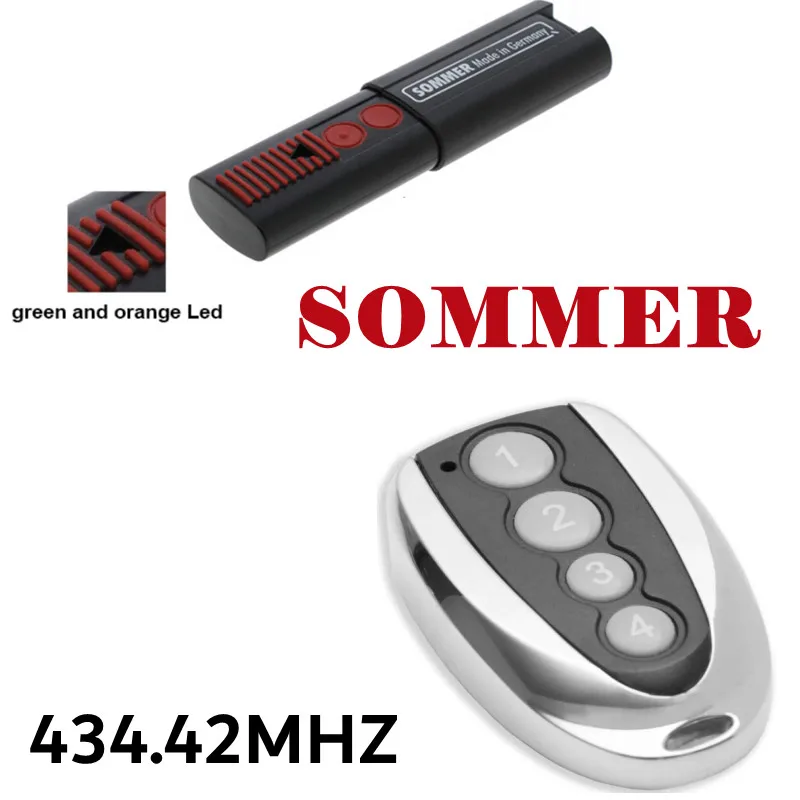 For SOMMER 4013 4014 TX03-434-2 Garage Door Remote Control 434.42 MHz Gate Command Transmitter Opener Keychain