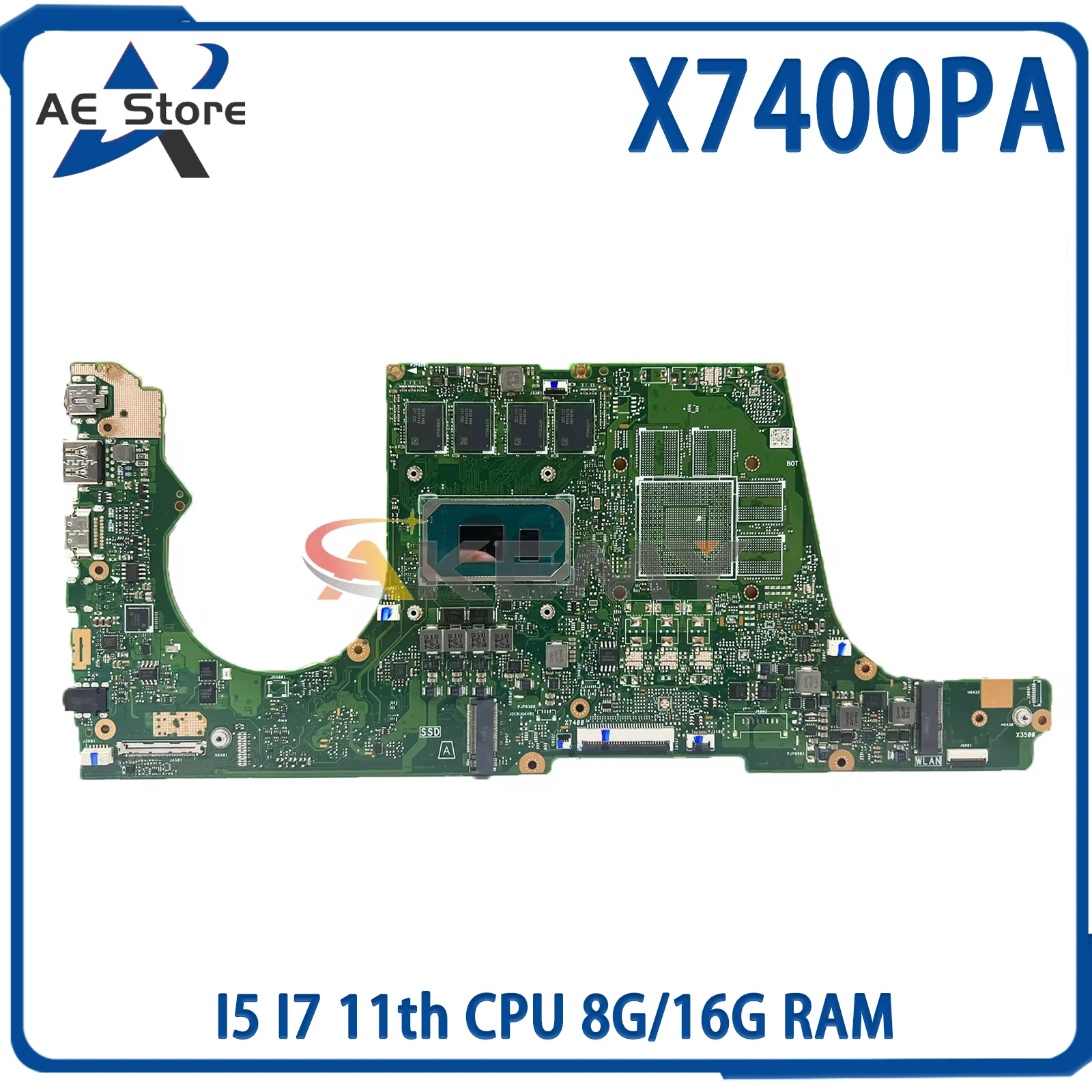 

AE Store X7400PA Mainboard For ASUS X7400PC N7400P X3500PC X3500PA X3400PC X3400PA Laptop Motherboard I5 I7 11th CPU 8G/16G RAM