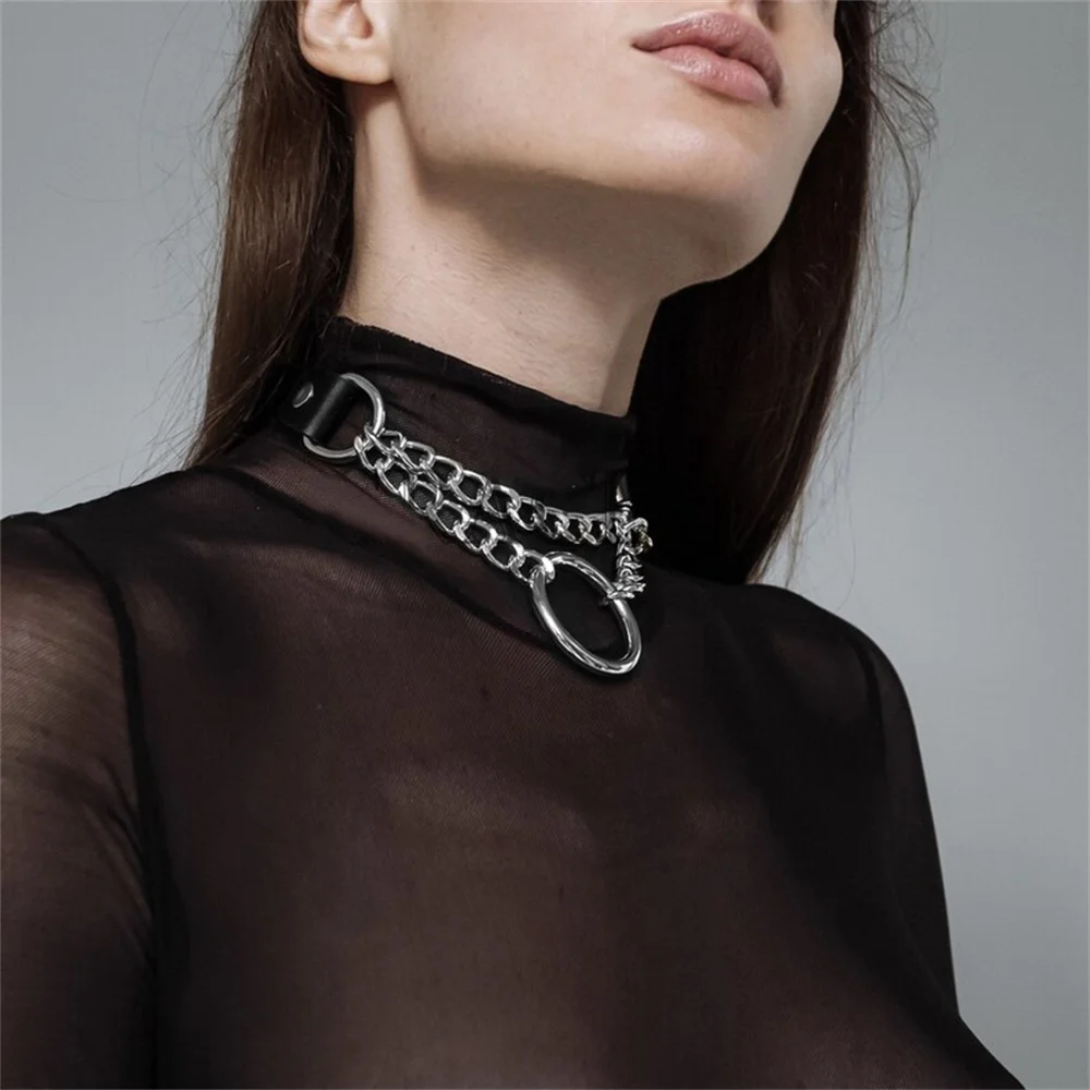 Women Bdsm Collar Neck Leather Belt Harness Sexy Bondage Collar Choker Erotic Goth Pole Dance Club Accessories