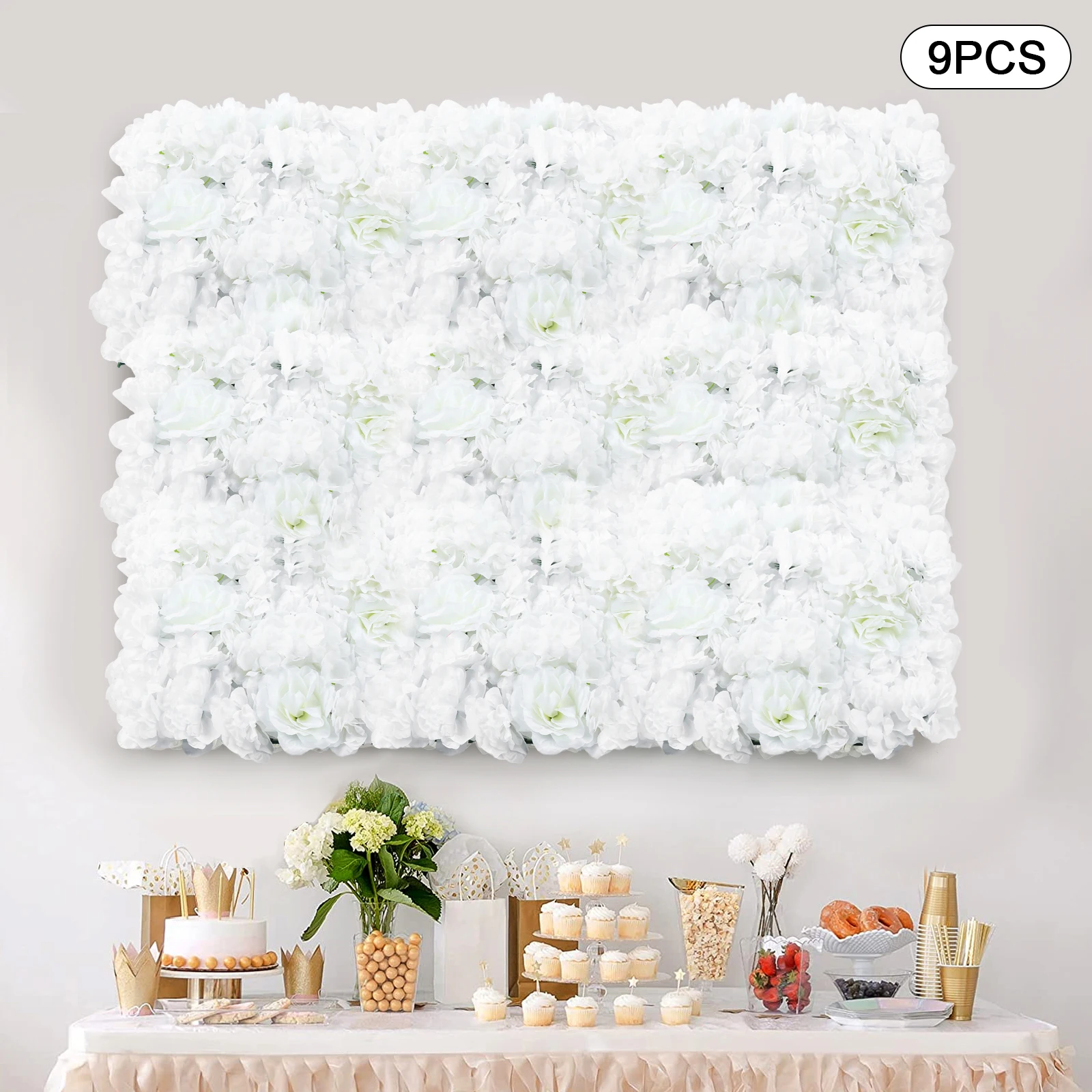 

9Pcs Artificial Silk Flower Wall Panel Wedding Photography Venue-40x60cm