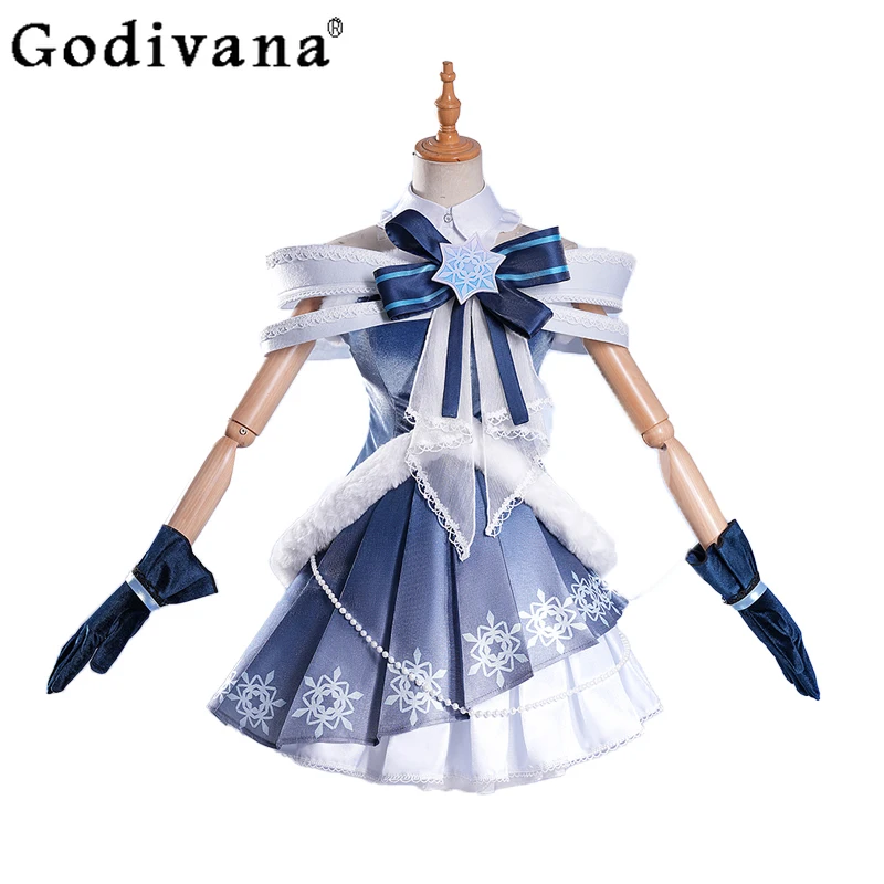 ハロウィンパーティー衣装女性のための冬ロリータコスプレ衣装 Hairwear 小道具スカートセット女の子青色制服スーツ