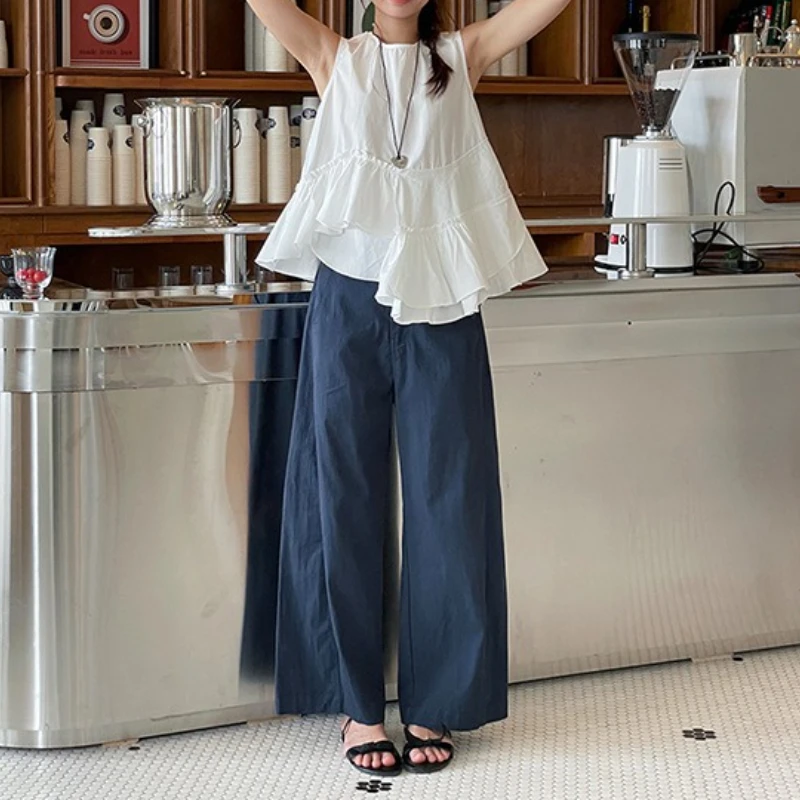 New Summer 2025 Vintage Ruffled Irregular Hem Shirt