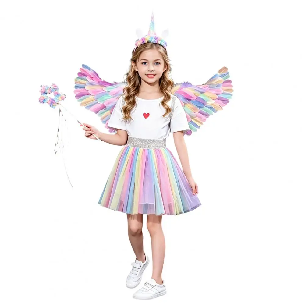Feathered for Christmas Angel Colorful Angel Feather for Kids Halloween Costume Accessory with Elastic Strap Cosplay for Photo