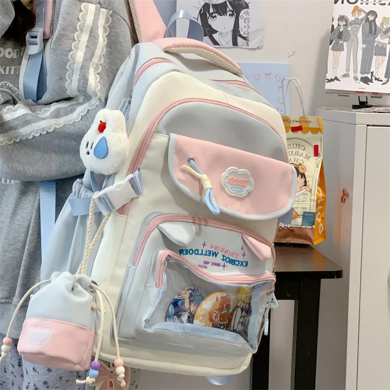 Contrast color desihngirls backpack Good lookingandlargecapacityschool backpack for girls Pain bag tote bagforwomenAgiftforagirl