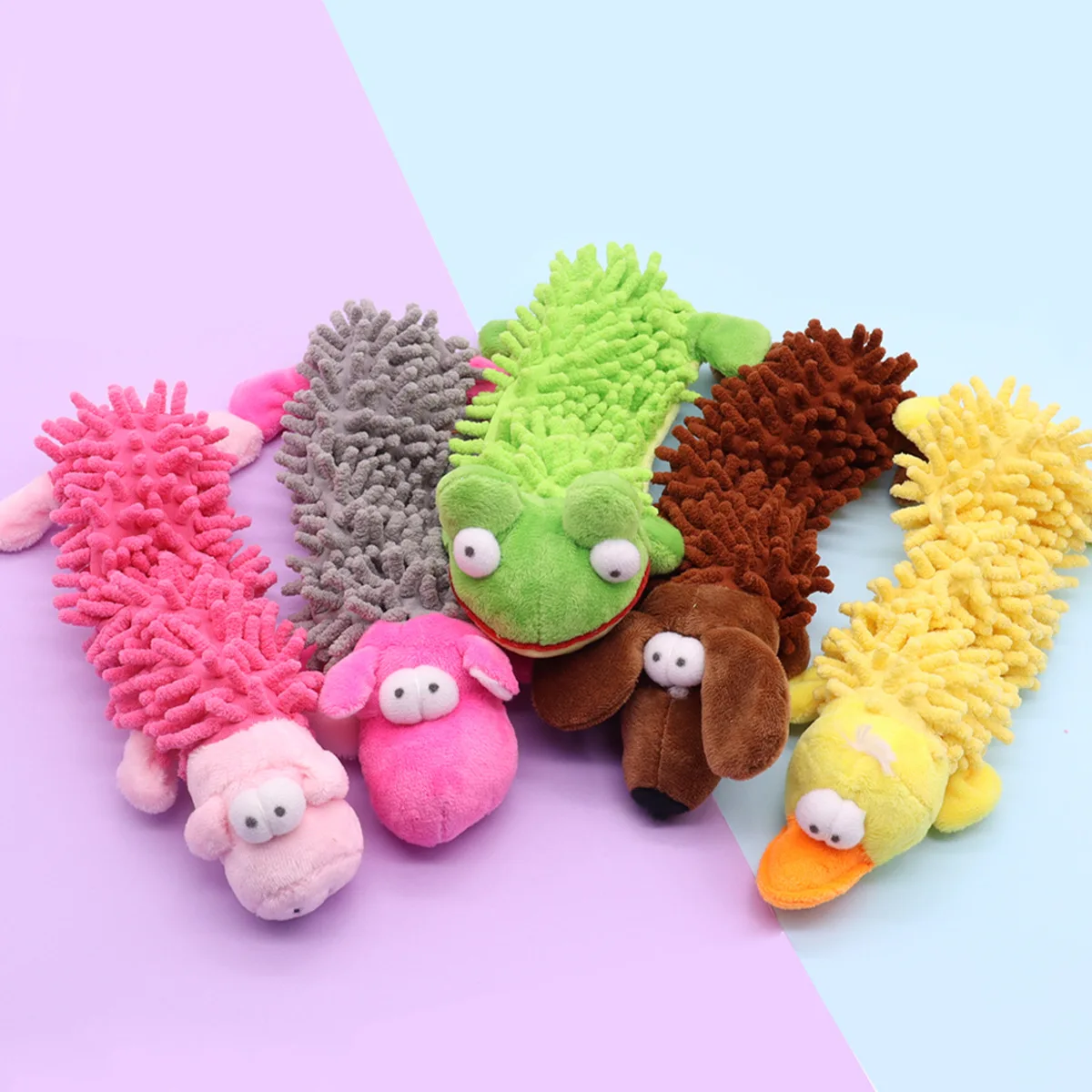Plush Frog Hippo Dog Toy Squeaky Chew Interactive Puppy Training Supplies Soft Fur Shell Teeth Grinding Pet Friendly