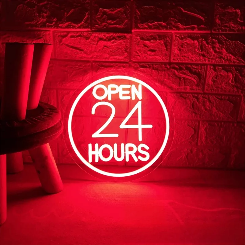 Open 24 Hours Neon Sign Custom Neon Sign Led Light Bar Neon Sign Business Sign Shop Club Bar Decor Wall Decor Opening Sign Neon