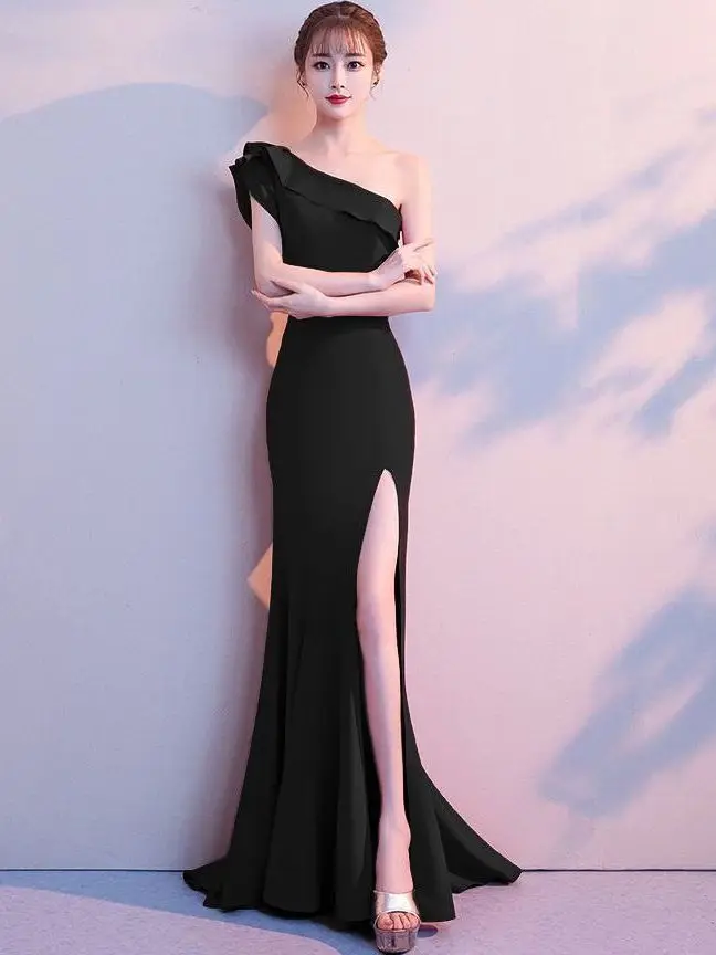 

Элегантное вечернее платье Bla Sexy Simple Elegance с кружевными вставками, завышенной талией, из шелкового атласа, длинное