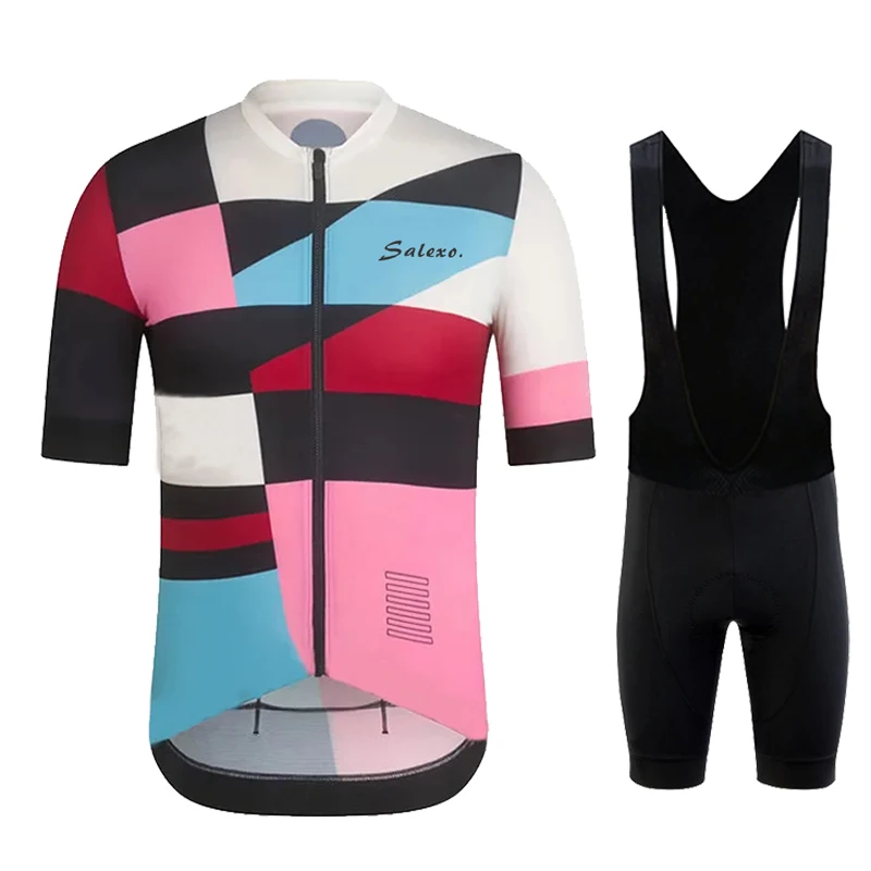 

SALEXO-Summer Cycling Jersey Set, Short Sleeve Maillot, Breathable Mountain KBORA Bike Clothing, MTB Cycle Clothes