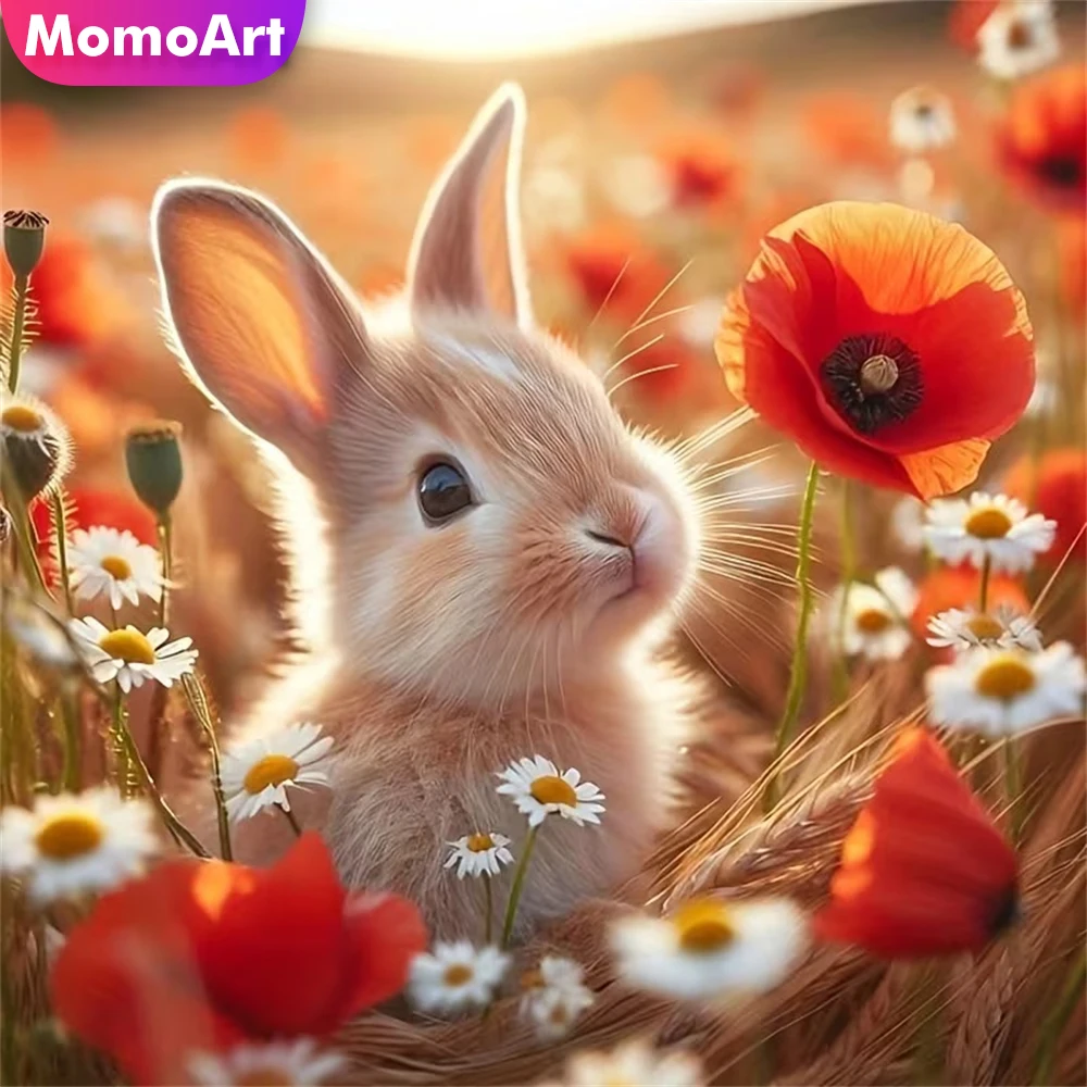 

Momoart Diamond Embroidery Rabbit Animal Painting Suitable for Beginners DIY Diamond Mosaic Flower Home Bedroom Wall Artwork