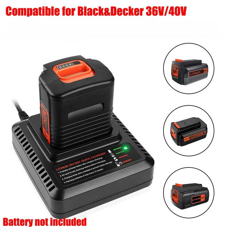 

Lithium Battery Charger LCS36/LCS40 Replacement Battery Charger for Black&Decker 36V/40V Lithium Batteries Portable Fast Charger
