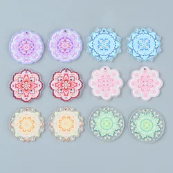 12 PCS of painting charm creative acrylic colorful circular bohemian style necklace pendant DIY production accessories
