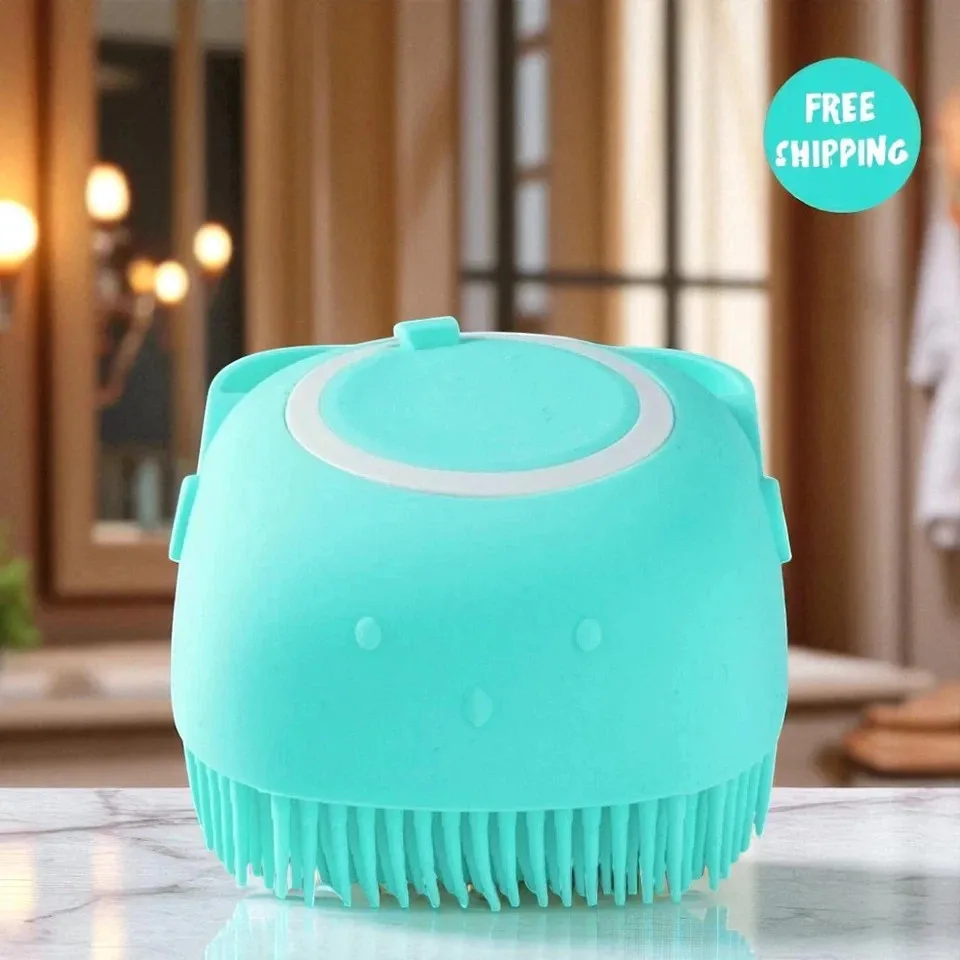 Silikon-Massage-Haarbürste, Badebürste für die Körperreinigung. 2-teiliges Set.