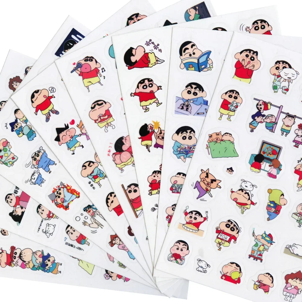 8pcs/set Cartoon Japanese Anime Crayon Shin-chan Kawaii Figure Waterproof Graffiti trunk laptop cup Skateboard DIY Sticker Gifts