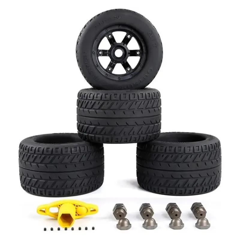 On-Road Tyre Wide Wheel Waterproof Wear Resistant Tire with Nut 24mm Adapter for 1/5 HPI Baja BM FG Monster Truck 220*105mm