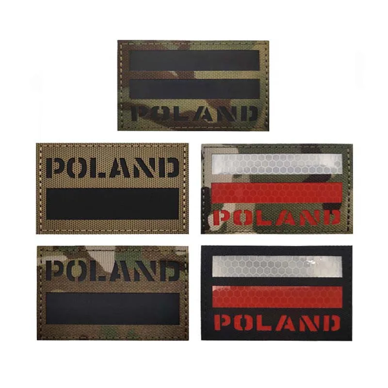 【セール中】ポーランド国旗士気エンブレムパッチ反射ポーランド赤外線 IR パッチ、軍事腕章ステッカー戦術バッジ服アップリケ