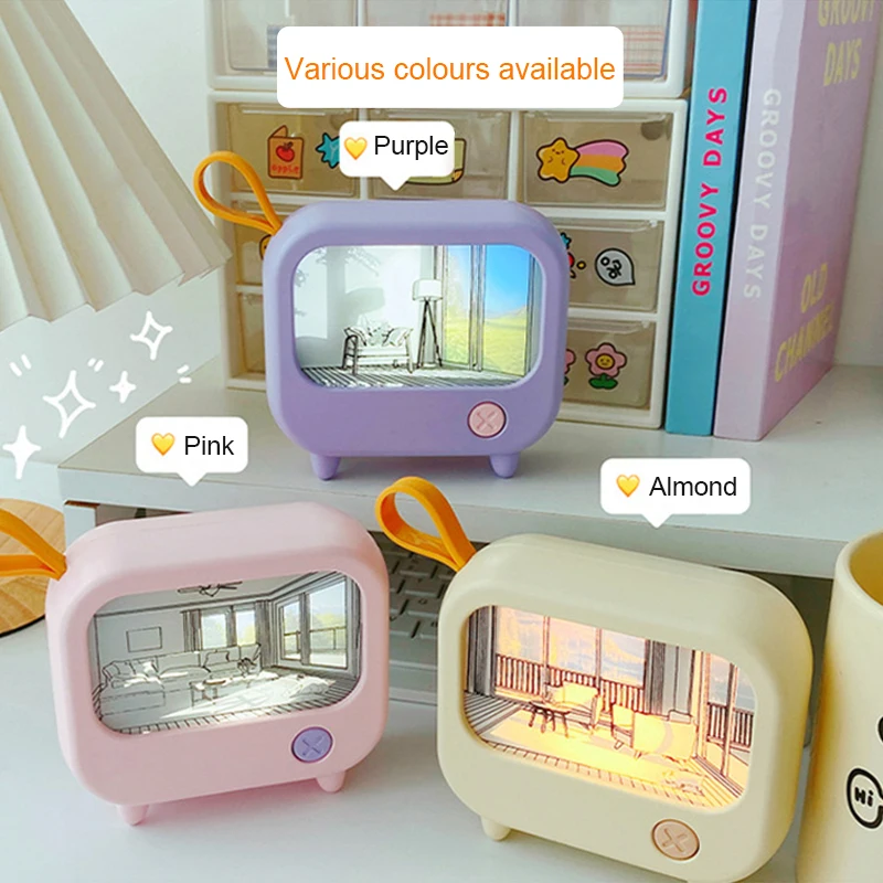 

TV Painting Night Light Led Cute Child Learning Table Lamp Room Home Decoration Atmosphere Lighting Mini Desktop Birthday Gift